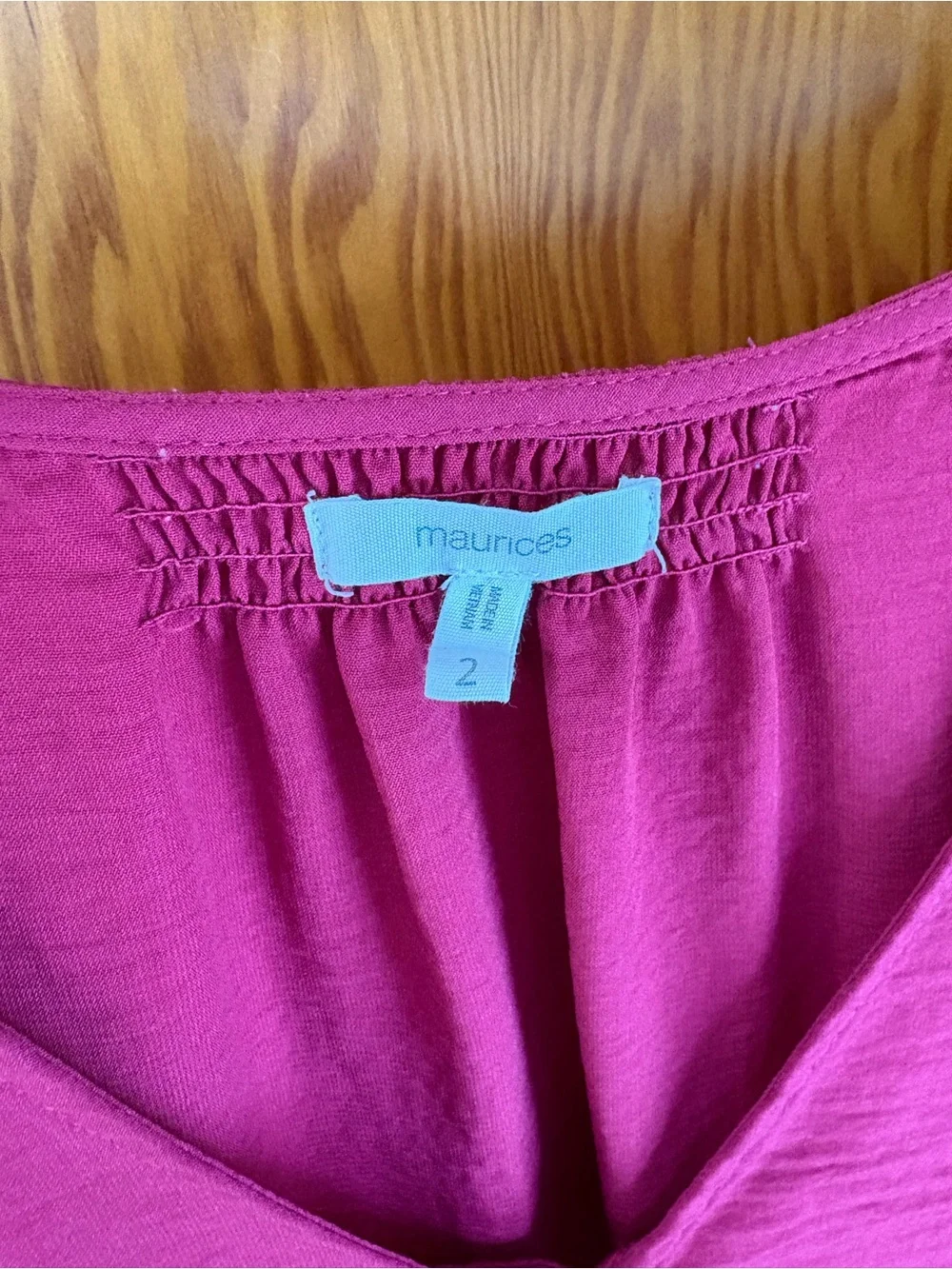 Maurices Raspberry Button-Front V-Neck Blouse - Picture 5 of 5